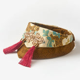 Handmade Cotton Cat Bandana – Golden Lion Charm | Tea Brown