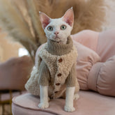 Sphynx Cat Clothes – Vintage Fleece Vest & Knit Sweater Set