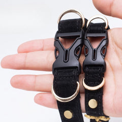 Handmade Cat Collar – Black Gold Viper PU Leather