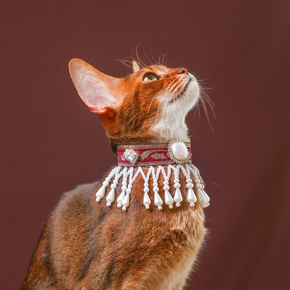 Handmade Cat Collar – Pearl Tassel Shoulder Drape
