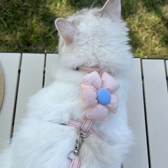 Cat Harness and Leash Set for Small Cats – Light Pink Flower
