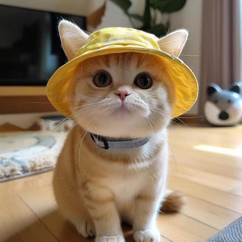 Cute Cat Outdoor Fisherman Hat – UV Protection & Adjustable Fit