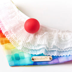 Handmade Cotton Cat Bandana – Circus Clown Magic | Multi-Layer Lace