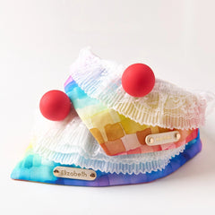 Handmade Cotton Cat Bandana – Circus Clown Magic | Multi-Layer Lace