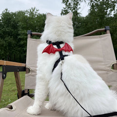 Cat Harness and Leash Set | Halloween Bat Wings Red