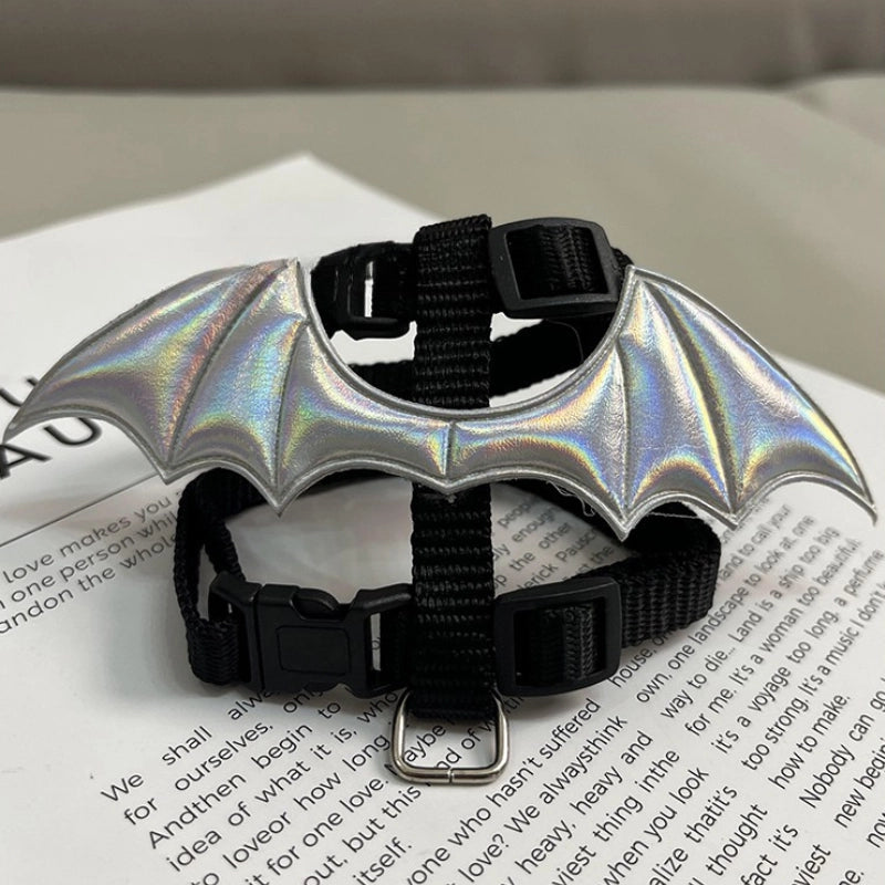 Cat Harness and Leash Set | Halloween Bat Wings Gray