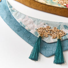 Handmade Cotton Cat Bandana – Golden Lion Charm | Celestial Azure