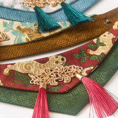 Handmade Cotton Cat Bandana – Golden Lion Charm | Crimson Pine