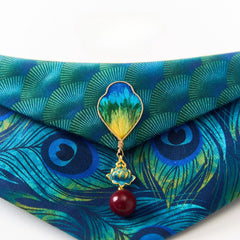 Handmade Cotton Cat Bandana – Peacock Glow Couture