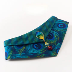 Handmade Cotton Cat Bandana – Peacock Glow Couture