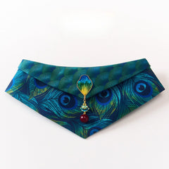 Handmade Cotton Cat Bandana – Peacock Glow Couture