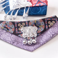 Handmade Cotton Cat Bandana – Purple Essence
