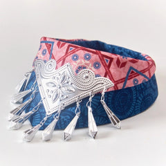 Handmade Cotton Cat Bandana – Silver Dusk