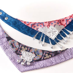 Handmade Cotton Cat Bandana – Silver Dusk