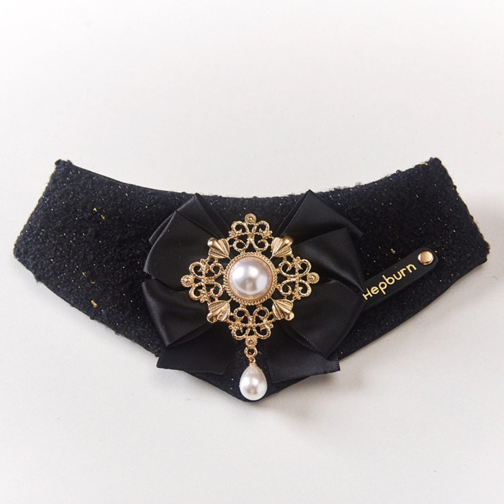 Handmade Wool Cat Bandana – Black Gold Chanel