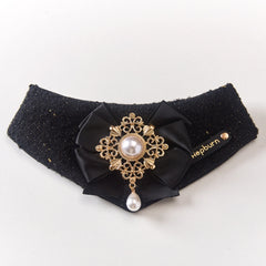 Handmade Wool Cat Bandana – Black Gold Chanel