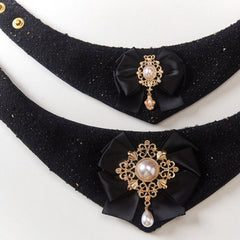 Handmade Wool Cat Bandana – Black Gold Chanel