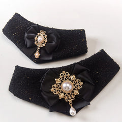 Handmade Wool Cat Bandana – Black Gold Chanel