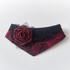 Handmade 3D Pattern Cat Bandana – Dark-Night Rose