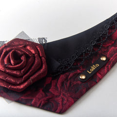Handmade 3D Pattern Cat Bandana – Dark-Night Rose