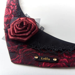 Handmade 3D Pattern Cat Bandana – Dark-Night Rose