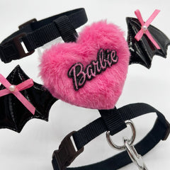 Cat Harness and Leash Set – Black Bat Wing & Pink Heart