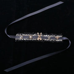 Handmade Cat Collar | Black Lace and Golden Rabbit