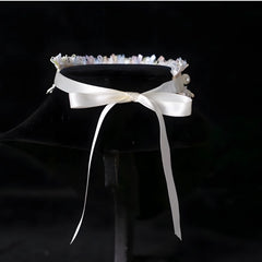 Handmade Cat Collar – Creamy White Lace and Pearl Cluster