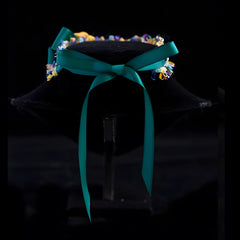 Handmade Cat Collar | Lemon Yellow Floral and Pearl