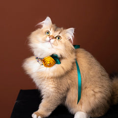 Handmade Cat Collar | Lemon Yellow Floral and Pearl