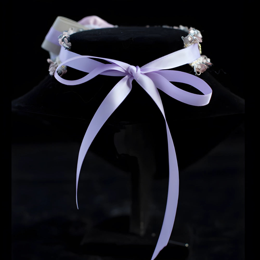 Handmade Cat Collar | Lavender Floral and Pearl