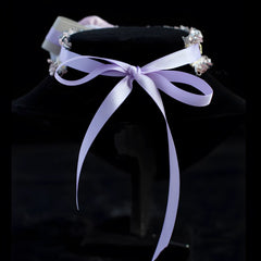Handmade Cat Collar | Lavender Floral and Pearl