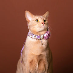 Handmade Cat Collar | Lavender Floral and Pearl
