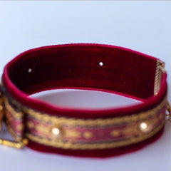 Handmade Cat Collar | Red Velvet with Lotus