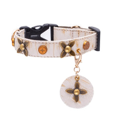 Handmade Cat Collar – White Crocodile PU Leather