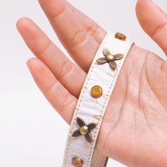 Handmade Cat Collar – White Crocodile PU Leather