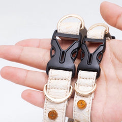 Handmade Cat Collar – White Crocodile PU Leather