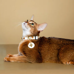 Handmade Cat Collar – White Crocodile PU Leather