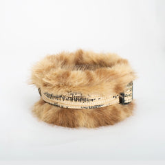 Handmade Cat Collar Set– Leopard Faux Fur | Cream