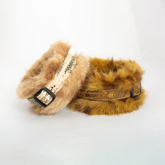 Handmade Cat Collar Set– Leopard Faux Fur | Cream