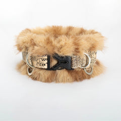 Handmade Cat Collar Set– Leopard Faux Fur | Cream