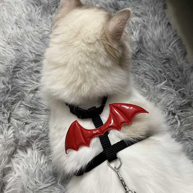 Adjustable Escape-Proof Lightweight Cat Harness and Leash Set | Halloween-Pink  Bat Wings