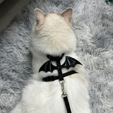 Adjustable Escape-Proof Lightweight Cat Harness and Leash Set | Halloween-Pink  Bat Wings