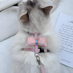 Small Cats Harness And Leash Set | Bowknots Pink & Leash Pink