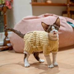 Sphynx Cat Clothes – Padded Hoodie Jumpsuit | Ginger Yellow