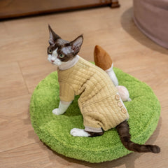 Sphynx Cat Clothes – Padded Hoodie Jumpsuit | Ginger Yellow