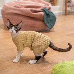 Sphynx Cat Clothes – Padded Hoodie Jumpsuit | Ginger Yellow