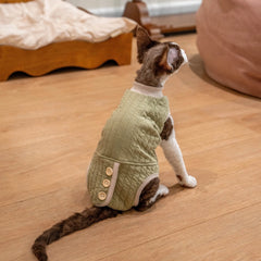 Sphynx Cat Clothes – Padded Onesie | Army Green