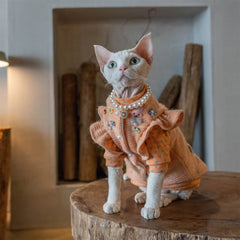 Sphynx Cat Clothes – Peach Bloom Couture