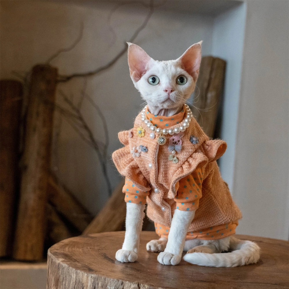 Sphynx Cat Clothes – Peach Bloom Couture
